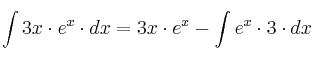 \int 3x \cdot e^x \cdot dx = 3x \cdot e^x - \int e^x \cdot 3 \cdot dx