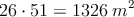 26 \cdot 51 = 1326 \: m^2