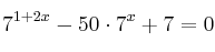 7^{1+2x} - 50 \cdot 7^x  + 7 = 0