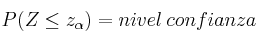 P(Z \leq z_{\alpha}) = nivel \:confianza