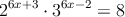  2^{6x+3} \cdot  3^{6x-2} =  8
