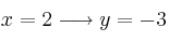 x=2 \longrightarrow y=-3