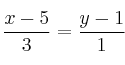 \frac{x-5}{3} = \frac{y-1}{1}
