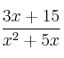 \frac{3x+15}{x^2+5x}