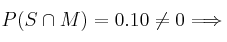 P(S \cap M)  = 0.10 \neq 0 \Longrightarrow