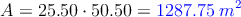 A = 25.50 \cdot 50.50 = \textcolor{blue}{1287.75 \: m^2}