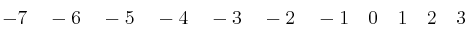 -7 \quad -6 \quad -5 \quad -4 \quad -3 \quad -2 \quad -1 \quad 0 \quad 1 \quad 2 \quad 3