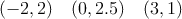 (-2,2) \quad (0,2.5) \quad (3,1)