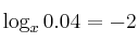 \log_x 0.04 = -2