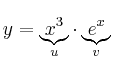 y = \underbrace{x^3}_{u} \cdot \underbrace{e^x}_{v}
