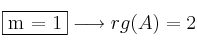 \fbox{m = 1}    \longrightarrow rg(A)=2