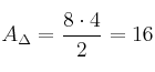A_{\Delta} = \frac{8 \cdot 4}{2} = 16 A_{\Delta} = \frac{8 \cdot 4}{2} = 16