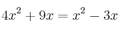  4x^2+9x = x^2-3x 