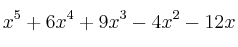 x^5+6x^4+9x^3-4x^2-12x