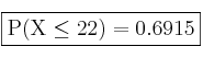 \fbox{P(X \leq 22)=0.6915}