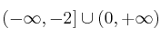 (-\infty,-2] \cup (0, +\infty)