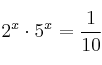 2^x \cdot 5^x = \frac{1}{10}