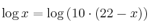 \log{x} = \log{\left( 10 \cdot (22-x) \right)}