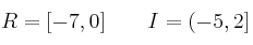 R=[-7,0]  \qquad I=(-5, 2]