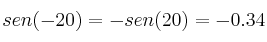 sen(-20) = -sen(20)=-0.34