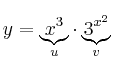 y = \underbrace{x^3}_{u} \cdot \underbrace{3^{x^2}}_{v}