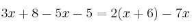 3x+8-5x-5=2(x+6)-7x