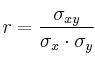 r = \frac{\sigma_{xy}}{\sigma_x \cdot \sigma_y}