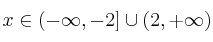 x \in (-\infty , -2] \cup (2 , +\infty) 