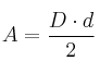 A = \frac{D \cdot d}{2} A = \frac{D \cdot d}{2}