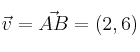 \vec{v}=\vec{AB}=(2,6)