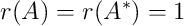 r(A)=r(A^*)=1 