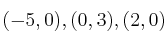(-5, 0), (0, 3), (2, 0)