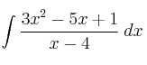 \int \frac{3x^2-5x+1}{x-4} \: dx
