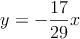 y = - \frac{17}{29} x 