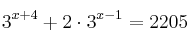 3^{x+4} + 2 \cdot 3^{x-1} = 2205