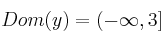 Dom(y) = (-\infty, 3]
