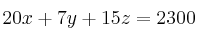 20x+7y+15z=2300